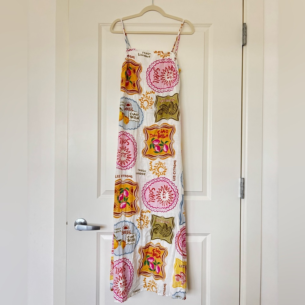 Vacation Graphic Maxi Dress - Linen Blend